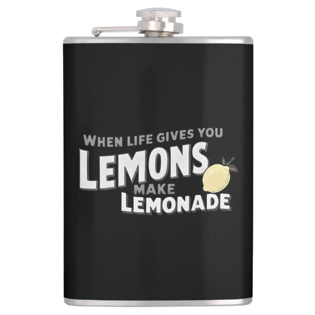 Petaca Vinyl Wrapped Flask Lemons Resilience Slogan Gift (Anverso)