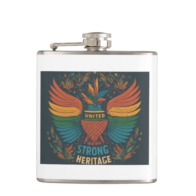 Petaca Vinyl Wrapped Flask "United Pride Strong Heritage" (Anverso)