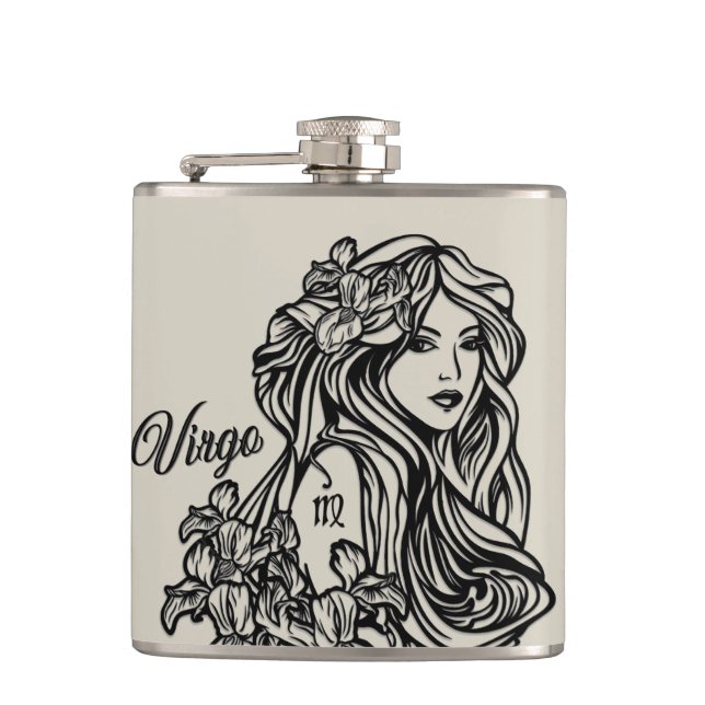 Petaca Virgo La Virgen Zodiaco Dorado (Anverso)