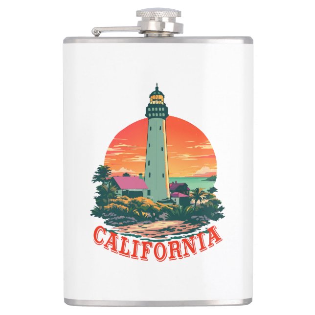 Petaca Vista de sol del faro de California (Anverso)