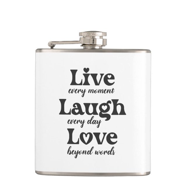 Petaca vivir, reír, amar - tres hermosas palabras (Anverso)