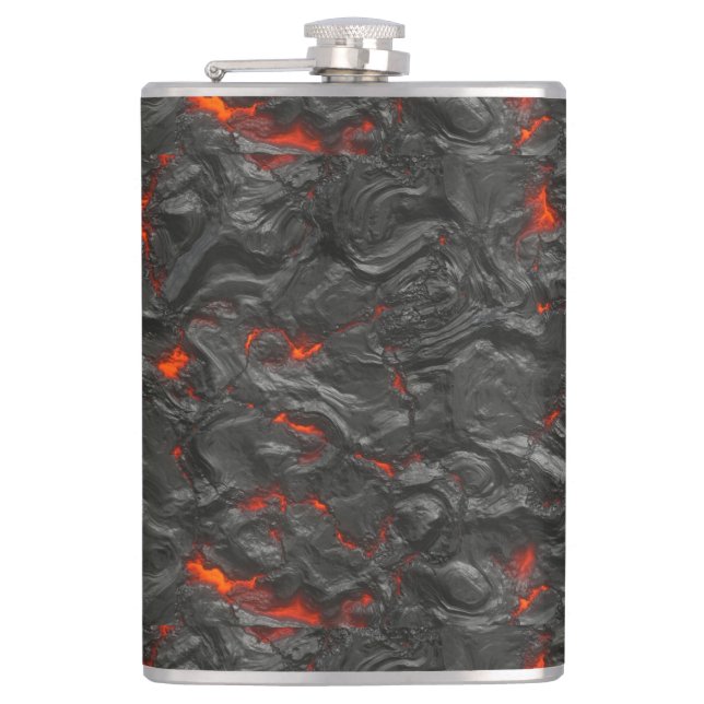 Petaca Volcán lava de los molten negro y rojo (Anverso)