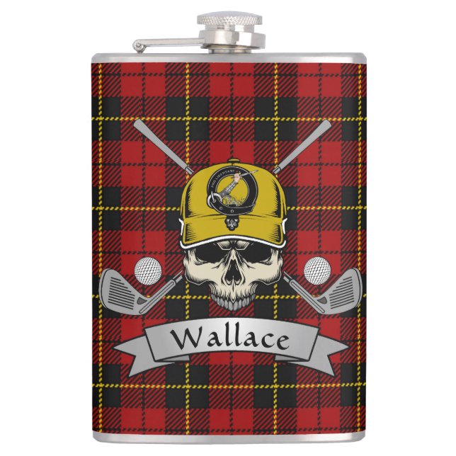 Petaca Wallace Badge & Tartan Personalized Skull Golf (Anverso)