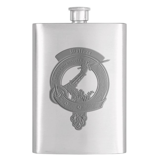 Petaca Wallace Clan Badge Grabado en relieve Flask (Anverso)