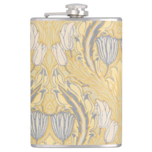 Petaca Walter Crane Blue White Tulips & Acanthus