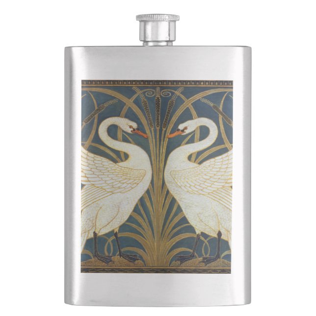 Petaca Walter Crane - Swan, Rush E Iris Art Nouveau (Anverso)