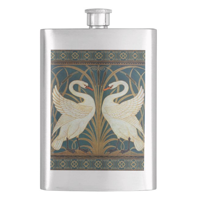 Petaca Walter Crane Swan, Rush E Iris Art Nouveau (Anverso)