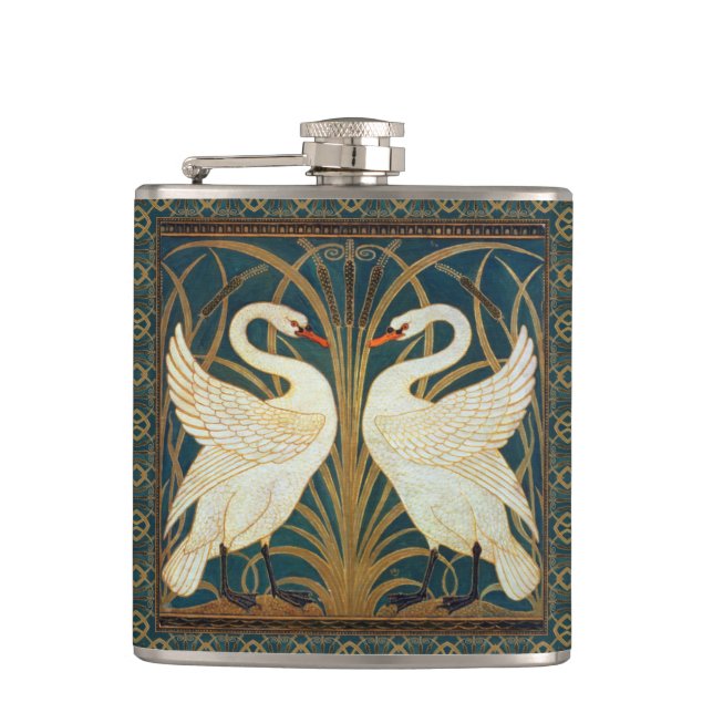 Petaca Walter Crane Swan, Rush E Iris Art Nouveau (Anverso)