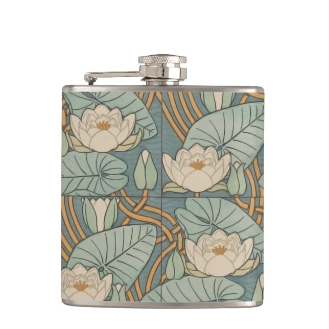 Petaca Water Lilies Lily Naturaleza Art Nouveau (Anverso)