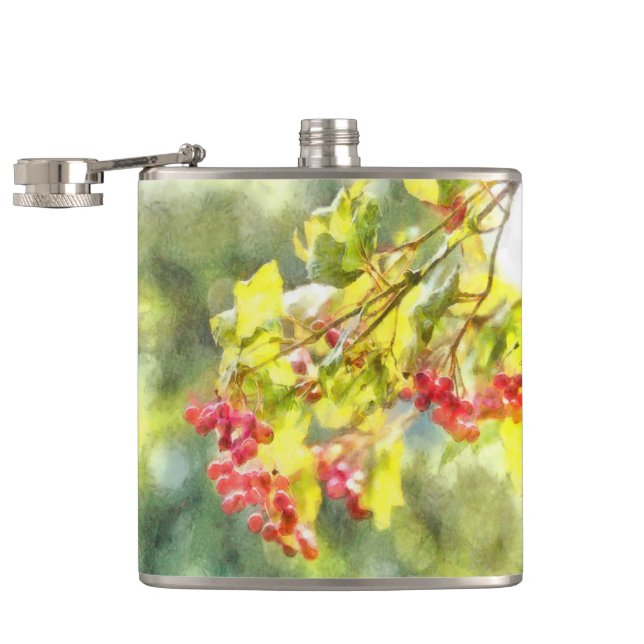 Petaca Watercolor de las Berries de invierno (Abierto)