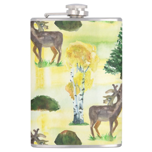 Petaca Watercolor de los venados de Woodland (Anverso)
