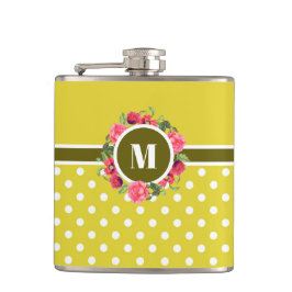 Petaca Watercolor Roses rosas Rojas Rojas Poppies Wreath 