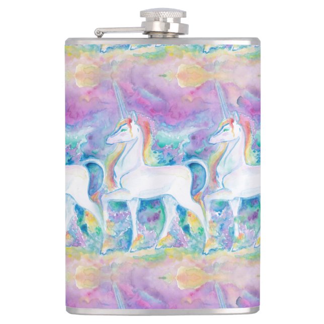 Petaca Watercolor Unicornios (Anverso)