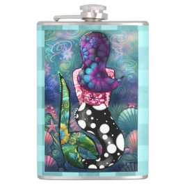 Petaca Whimsical Abstract Mermaid Nautical Teal Seashells