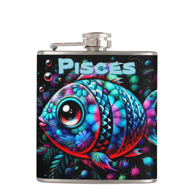 Petaca Whimsical Big Eyed Fish Pisces Personalizadas (Anverso)