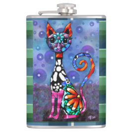 Petaca Whimsical Big-Eyed Funky Abstract Kitty Cat