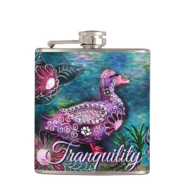 Petaca Whimsical Floral Duck Purple Teal Personalized