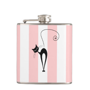Petaca Whimsical Funny trendy rayas de gato negro