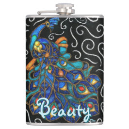 Petaca Whimsical Peacock Chalk Pastel Bird Personalizado