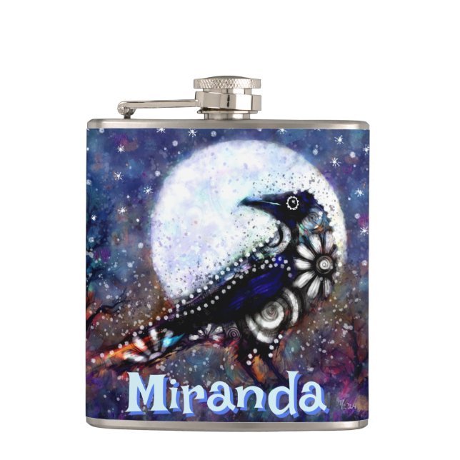 Petaca Whimsical Raven Moon Floral Personalizado (Anverso)