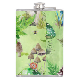 Petaca Whimsical Watercolor Mushroom Garden