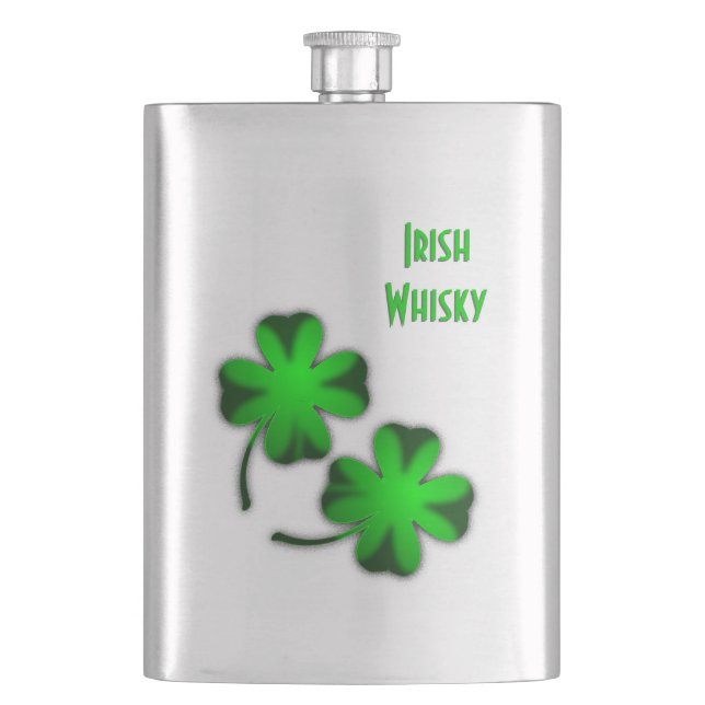 Petaca Whisky irlandés con cuatro hojas (Anverso)
