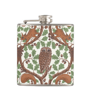 Petaca Whispers/Owls y Squirrels en roble/mo