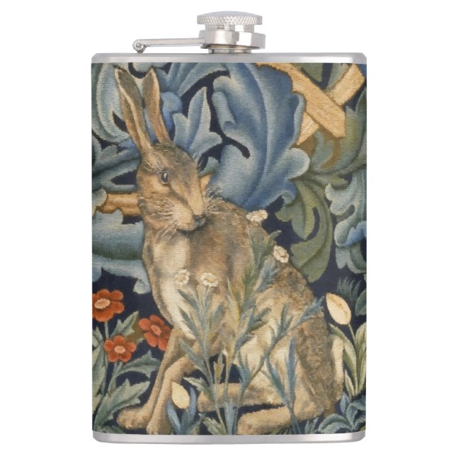 Petaca William Morris Forest Rabbit Floral Art Nouveau (Anverso)