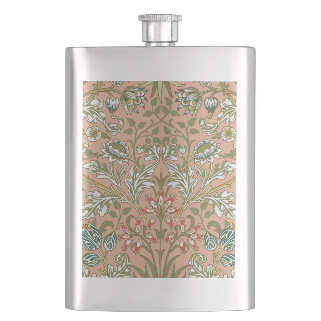 Petaca William Morris Hyacinth Flower Rosa Art (Anverso)