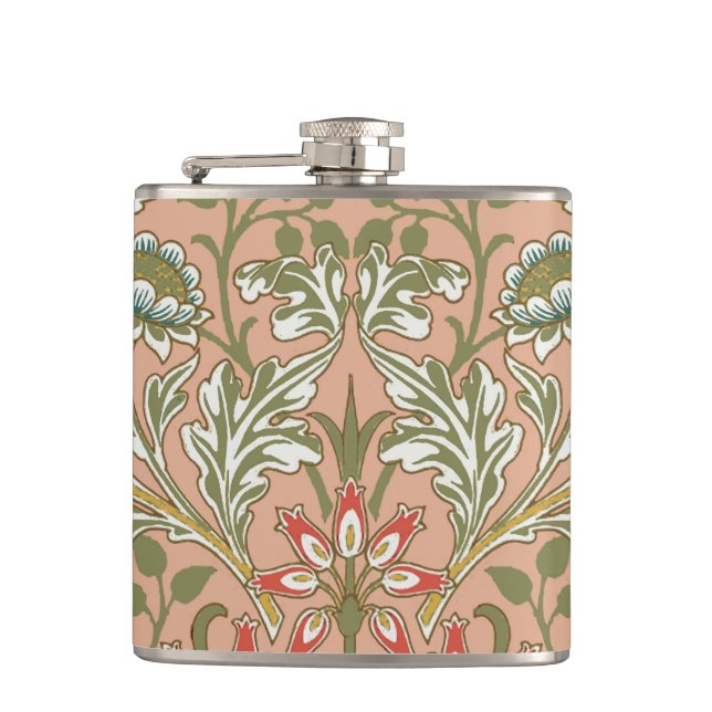 Petaca William Morris Hyacinth Flower Rosa Art (Anverso)