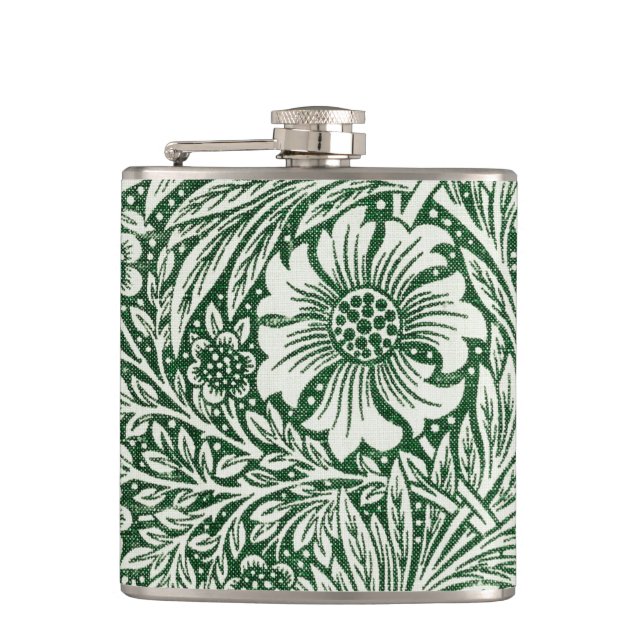 Petaca william morris marigold flor floral verde (Anverso)