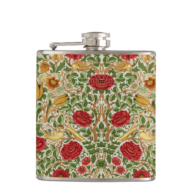 Petaca William Morris Rosa y Pájaros Chintz Rojo (Anverso)