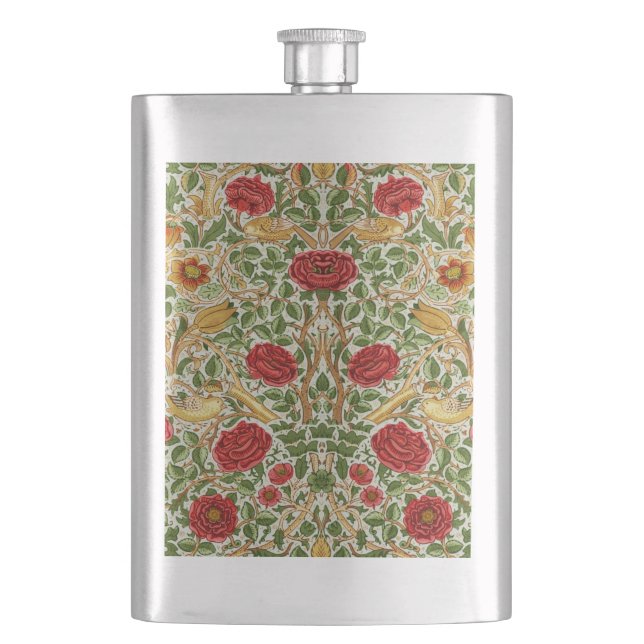 Petaca William Morris Rosa y Pájaros Chintz Rojo (Anverso)