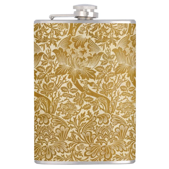 Petaca William Morris Rosa y Thistle Floral Golden (Anverso)