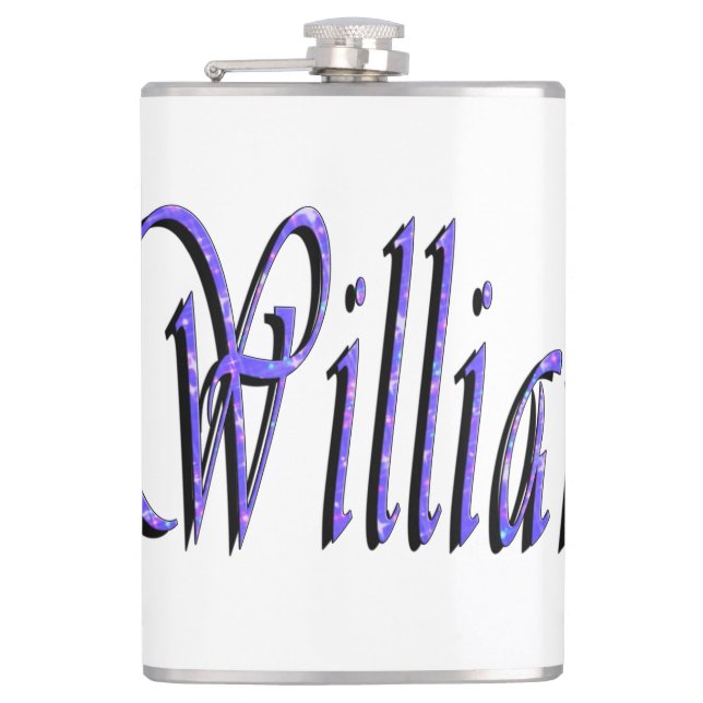 Petaca William Name In Blue Sparkle, (Anverso)