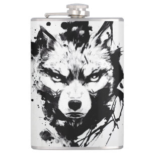 Petaca Wolf Naturaleza salvaje Espíritu libre Pintura de
