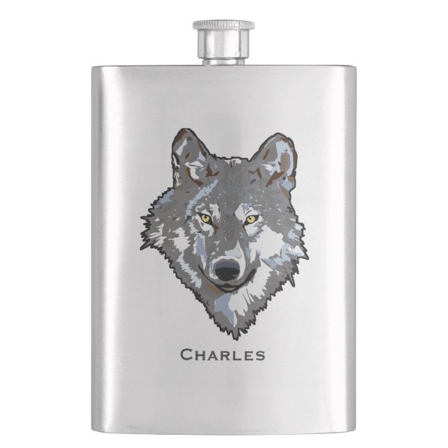 Petaca Wolf Personalizado Flask (Anverso)