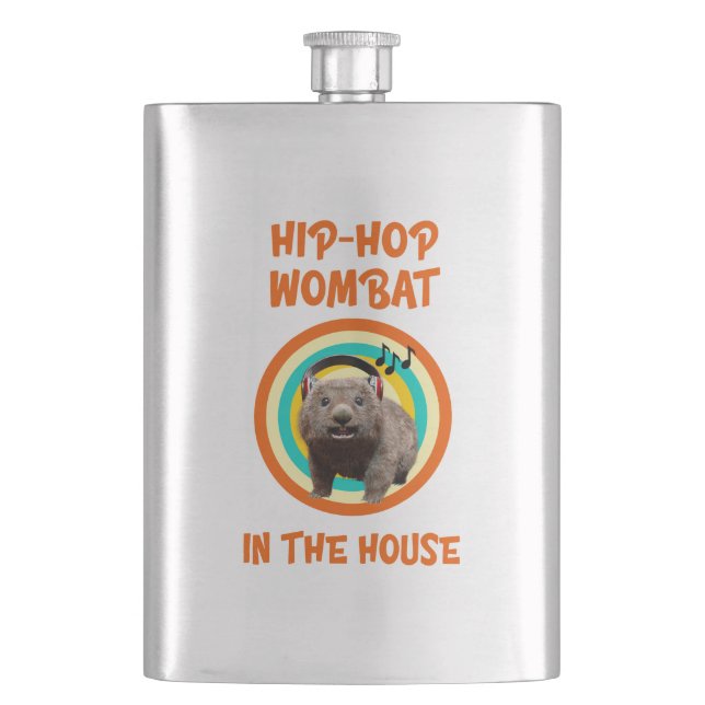 Petaca Wombat divertido de Hip-hop en la casa (Anverso)