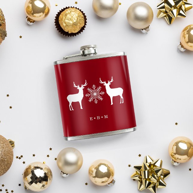 Petaca Woodland Deer Monogrammed Christmas (Subido por el creador)