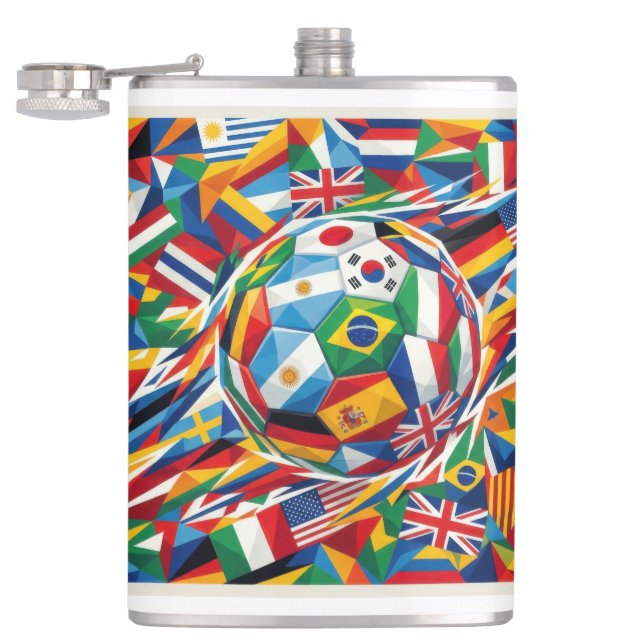 Petaca World Cup 2026 Nations Flag Soccer Ball Glass Mug (Abierto)