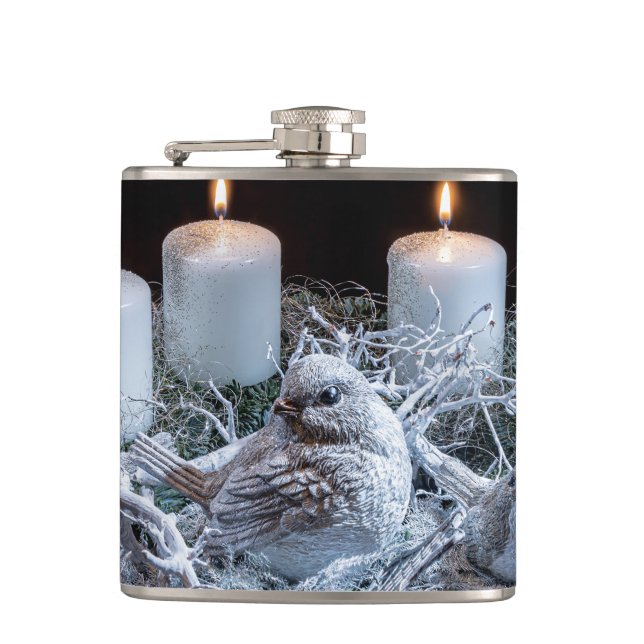 Petaca Wreath de advenimiento blanco (Anverso)