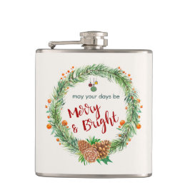 Petaca Wreath de Navidades merry y brillantes