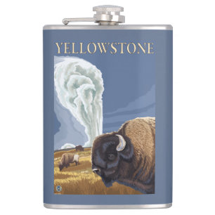Petaca YellowstoneBison con fiel viejo