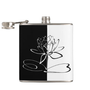 Petaca Yin Yang Black White Lotus Blossom