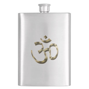 Petaca Yoga, Om Aum Icon, Hinduismo Symbol, plata de oro
