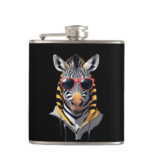 Petaca Zebra Con Hoodie Funny Carácter Animal De Guay
