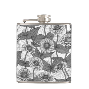 Petaca Zinnias, monocromo en blanco