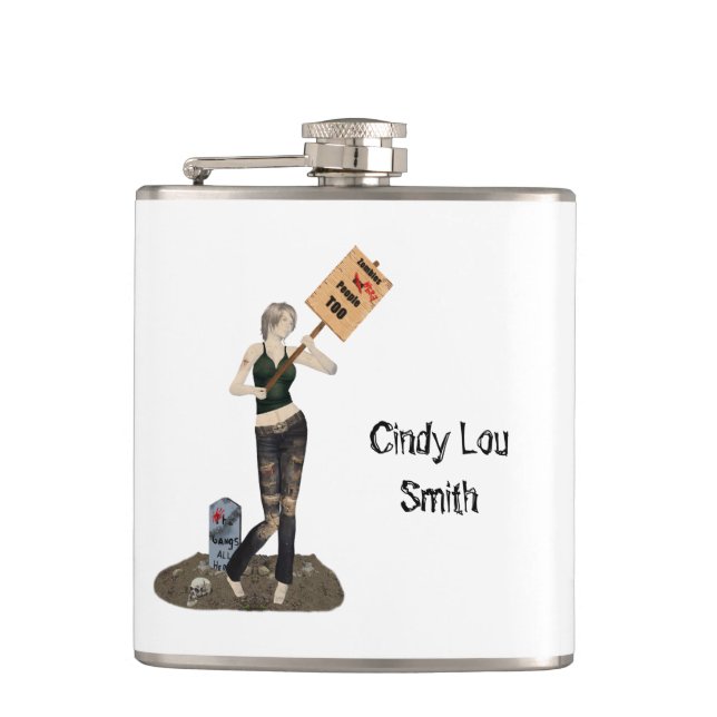 Petaca Zombie Pin Up Chica Protesta II Beber Flask (Anverso)