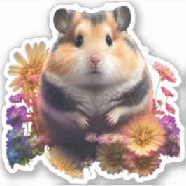 Petal Paws - Pegatina Cute Floral Hamster