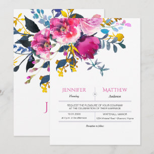 Petales en flor acuarela Invitación a matrimonio f